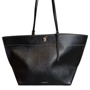 Gianfranco Lotti Italy Black Leather XL Shopping Tote Black Red Lining Buckle